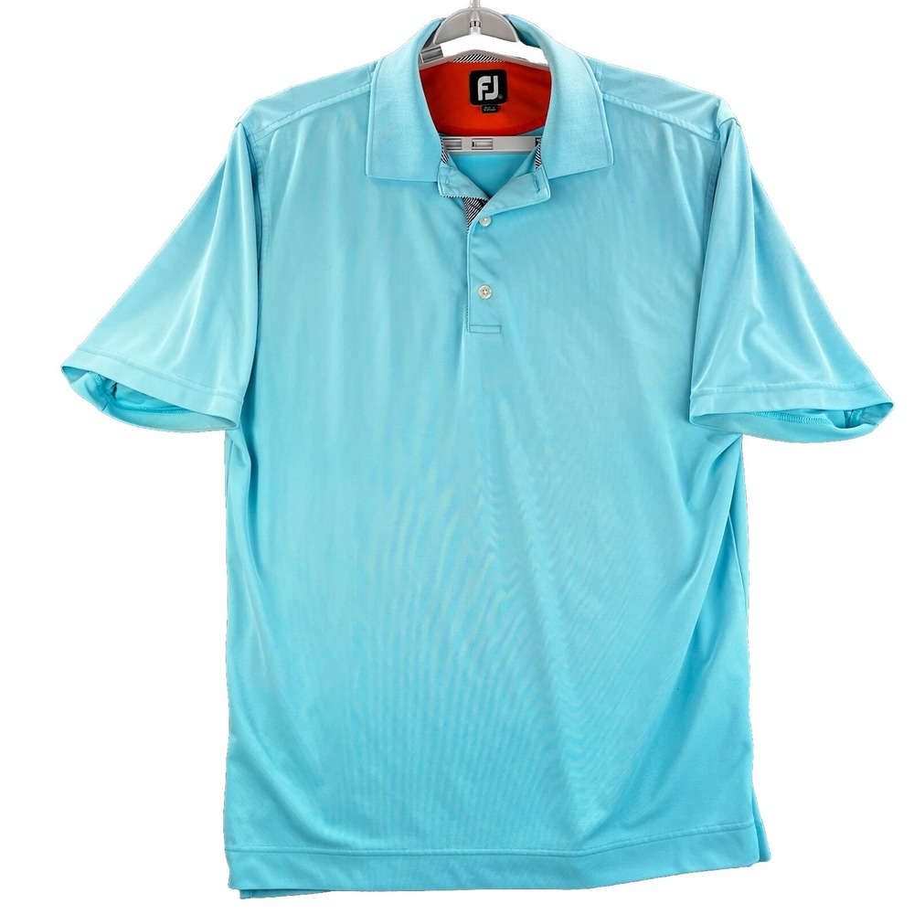 FootJoy FJ Performance Men's Size L Polo Golf‎ Shirt Men's Light Blue Breathable